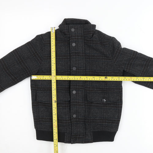 Next Boys Grey Plaid Wool Blend Bomber Jacket 6 Years Autumn Winter