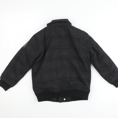 Next Boys Grey Plaid Wool Blend Bomber Jacket 6 Years Autumn Winter