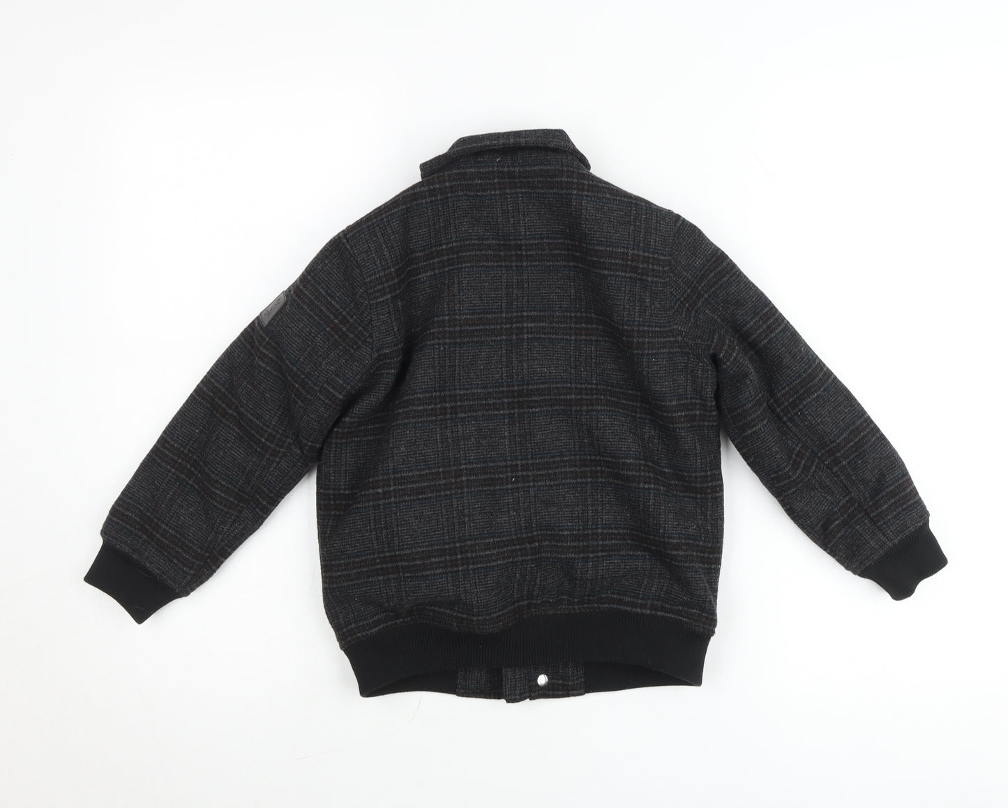 Next Boys Grey Plaid Wool Blend Bomber Jacket 6 Years Autumn Winter