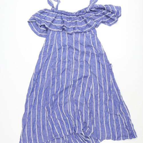 Next Women Blue Striped A-Line Beachwear Dress Size 10 Summer Casual