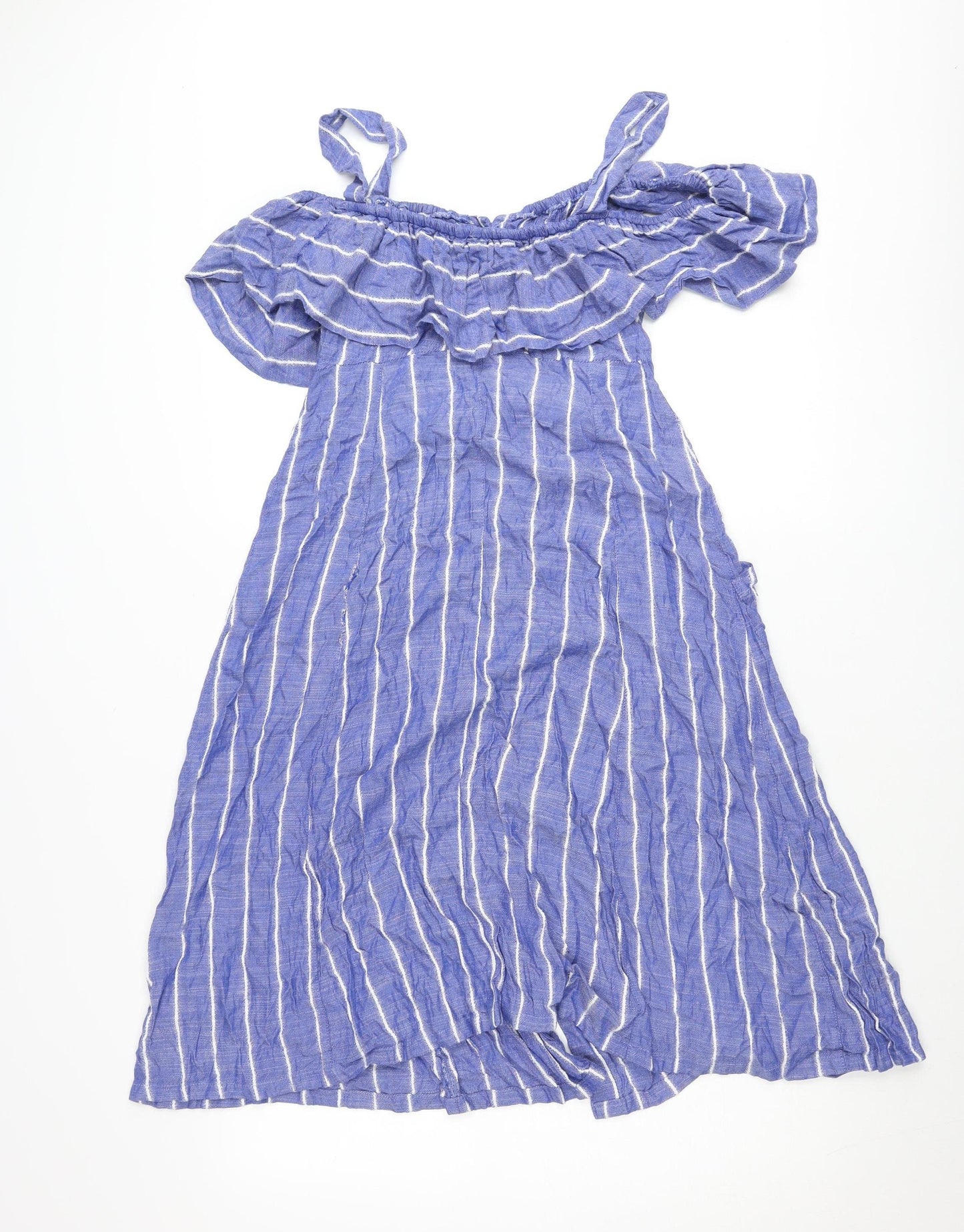 Next Women Blue Striped A-Line Beachwear Dress Size 10 Summer Casual