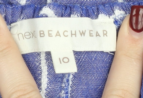 Next Women Blue Striped A-Line Beachwear Dress Size 10 Summer Casual
