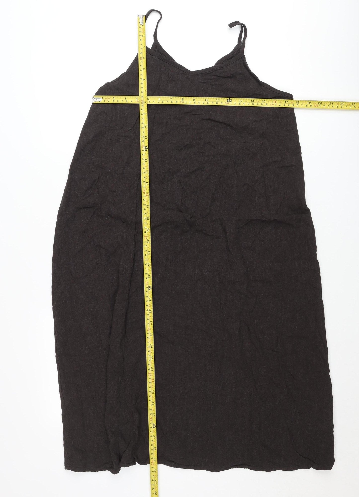 Primark Women’s Black Midi Slip Dress Size 12 V-Neck Sleeveless