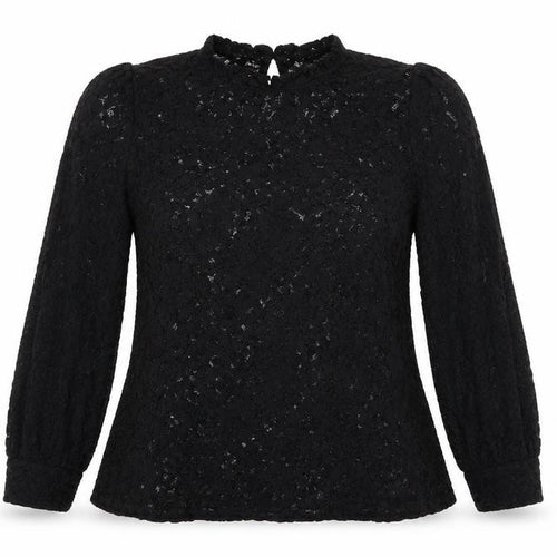 Oasis Women’s Black Lace Long Sleeve Blouse Size M Tunic Style