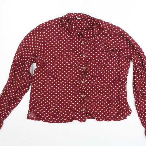 Next Teens Red Polka Dot Button-Up Shirt Long Sleeve Size 14