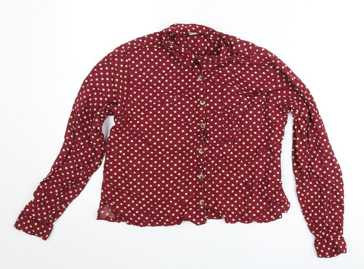 Next Teens Red Polka Dot Button-Up Shirt Long Sleeve Size 14