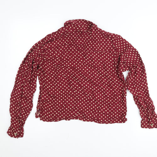 Next Teens Red Polka Dot Button-Up Shirt Long Sleeve Size 14