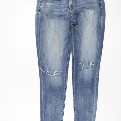 American Eagle Womens Blue Skinny Jeans Size 6 Distressed Denim