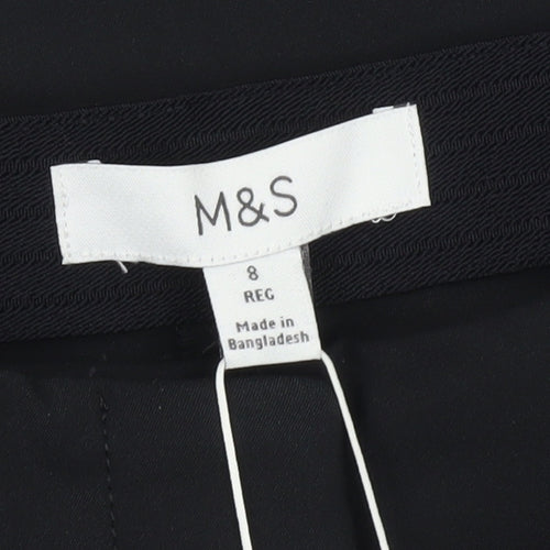Marks and Spencer Womens Black Size 8 Straight Leg Trousers