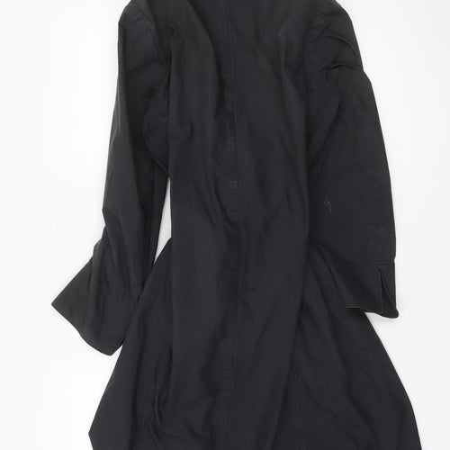 +J Womens Black Trench Coat Belted Mid Length Size M