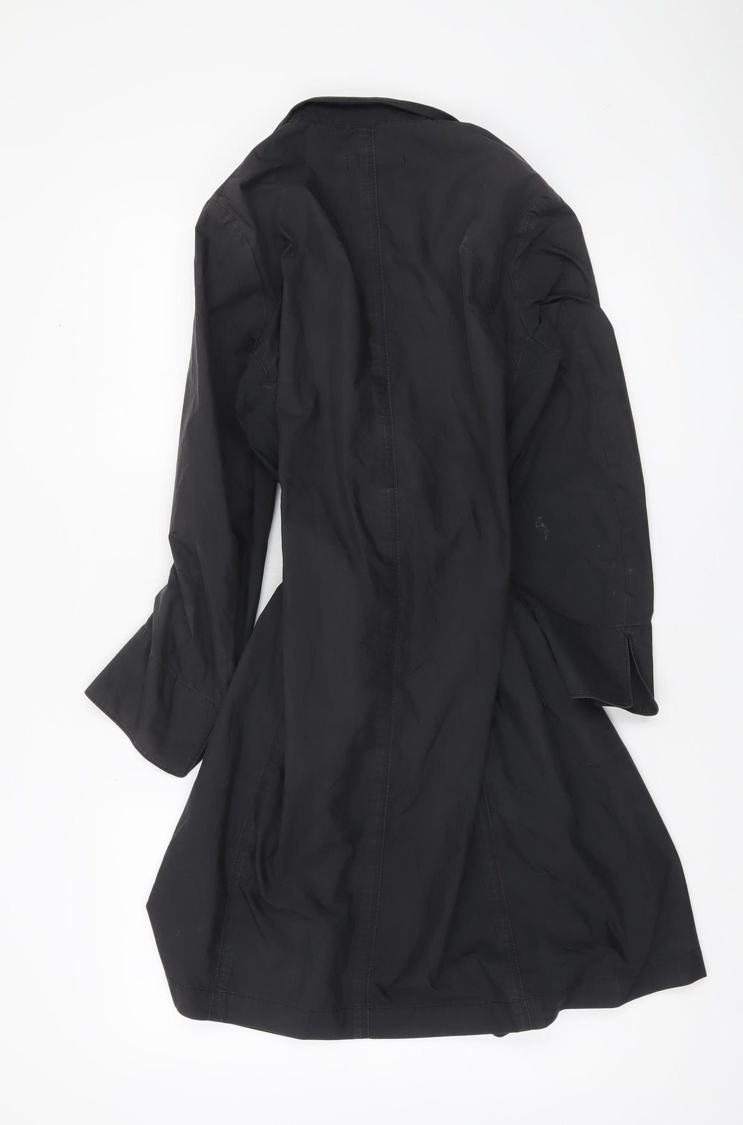 +J Womens Black Trench Coat Belted Mid Length Size M