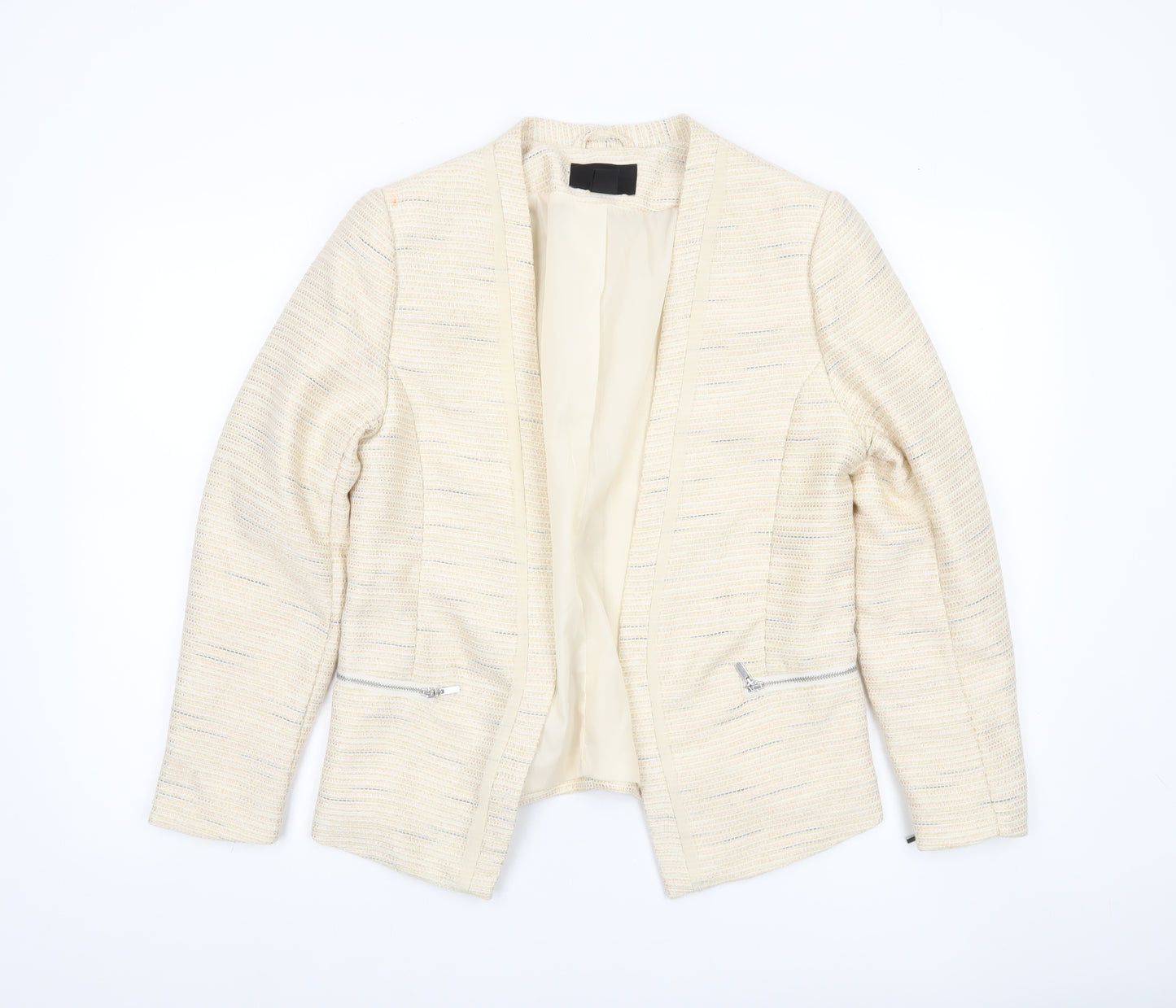 H&M Women Ivory Blazer Size 16 Shawl Collar Workwear Jacket