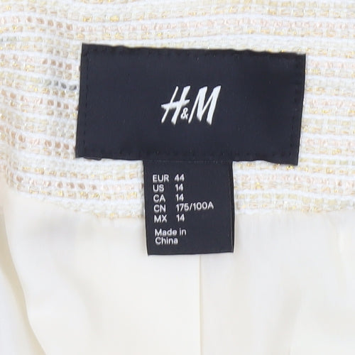 H&M Women Ivory Blazer Size 16 Shawl Collar Workwear Jacket
