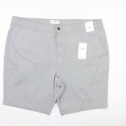 Marks and Spencer Mens Grey Chino Shorts Size 44 Regular Stretch Cotton