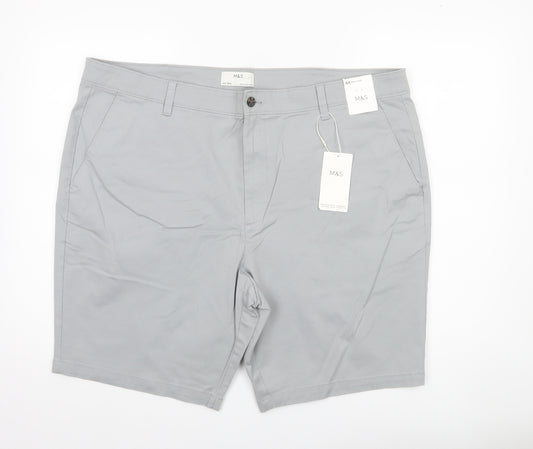 Marks and Spencer Mens Grey Chino Shorts Size 44 Regular Stretch Cotton