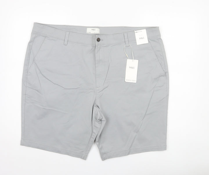 Marks and Spencer Mens Grey Chino Shorts Size 44 Regular Stretch Cotton