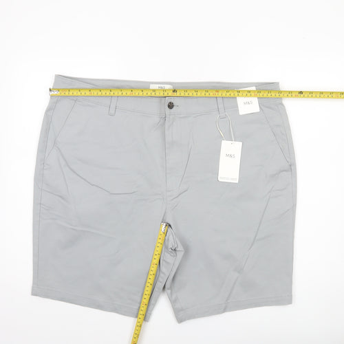 Marks and Spencer Mens Grey Chino Shorts Size 44 Regular Stretch Cotton