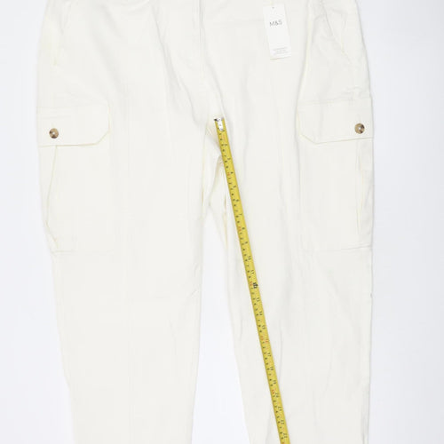 Marks and Spencer Women’s Ivory Cargo Trousers Size 20 Regular Cotton