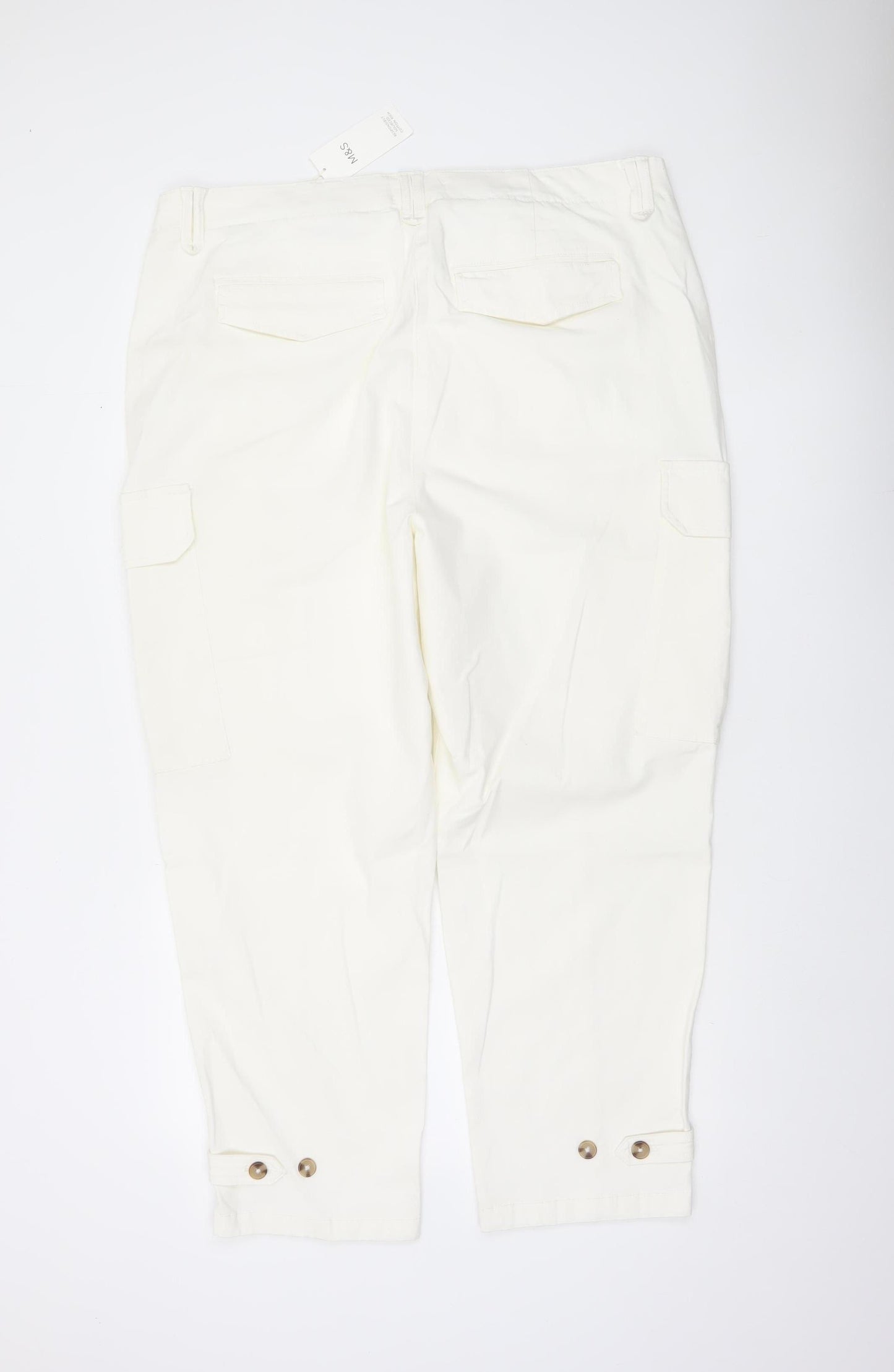Marks and Spencer Women’s Ivory Cargo Trousers Size 20 Regular Cotton