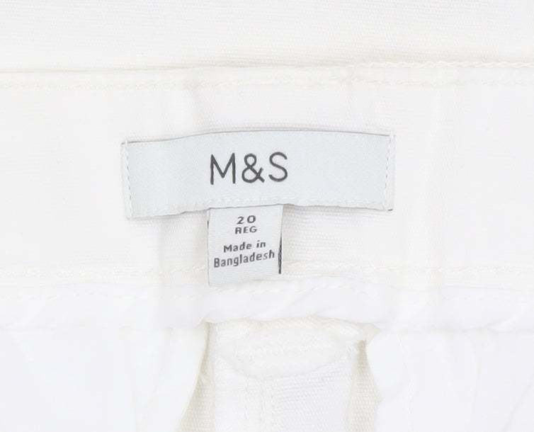 Marks and Spencer Women’s Ivory Cargo Trousers Size 20 Regular Cotton