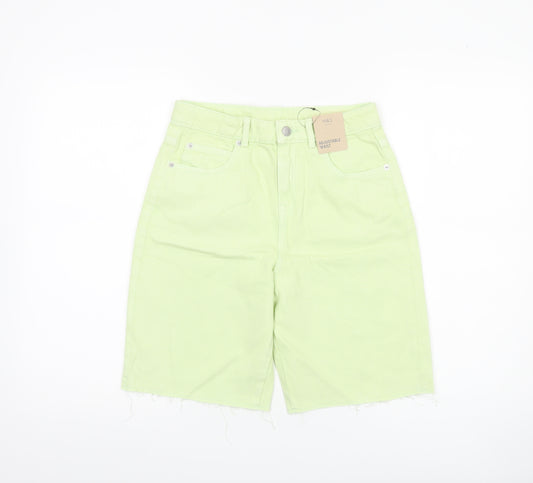 Marks and Spencer Girls Green Bermuda Denim Shorts 11-12Y Adjustable Waist
