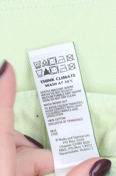 Marks and Spencer Girls Green Bermuda Denim Shorts 11-12Y Adjustable Waist