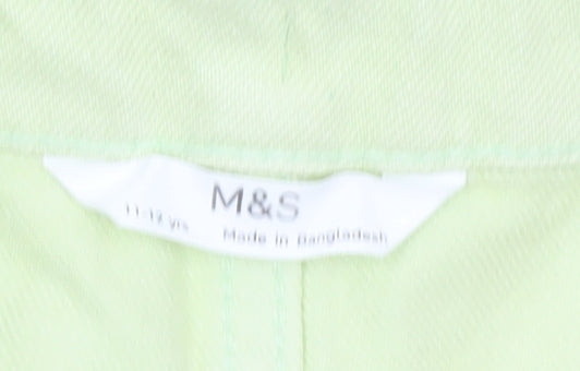 Marks and Spencer Girls Green Bermuda Denim Shorts 11-12Y Adjustable Waist