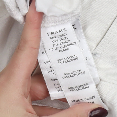Frame Women’s White Slim Straight Jeans Size 27 Frayed Hem