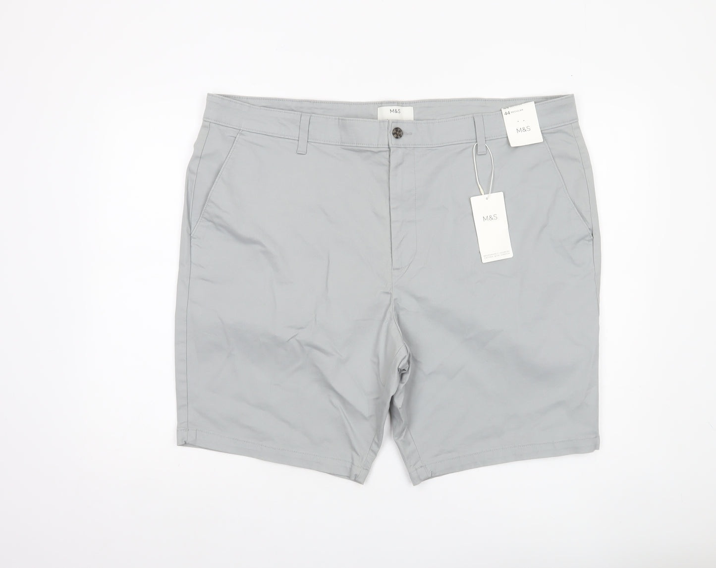 Marks and Spencer Men’s Grey Chino Shorts Size 44 Regular Cotton