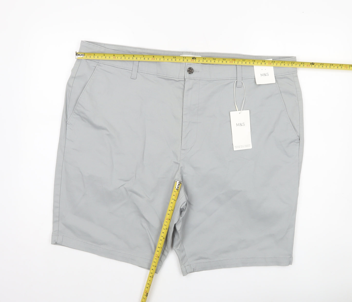 Marks and Spencer Men’s Grey Chino Shorts Size 44 Regular Cotton