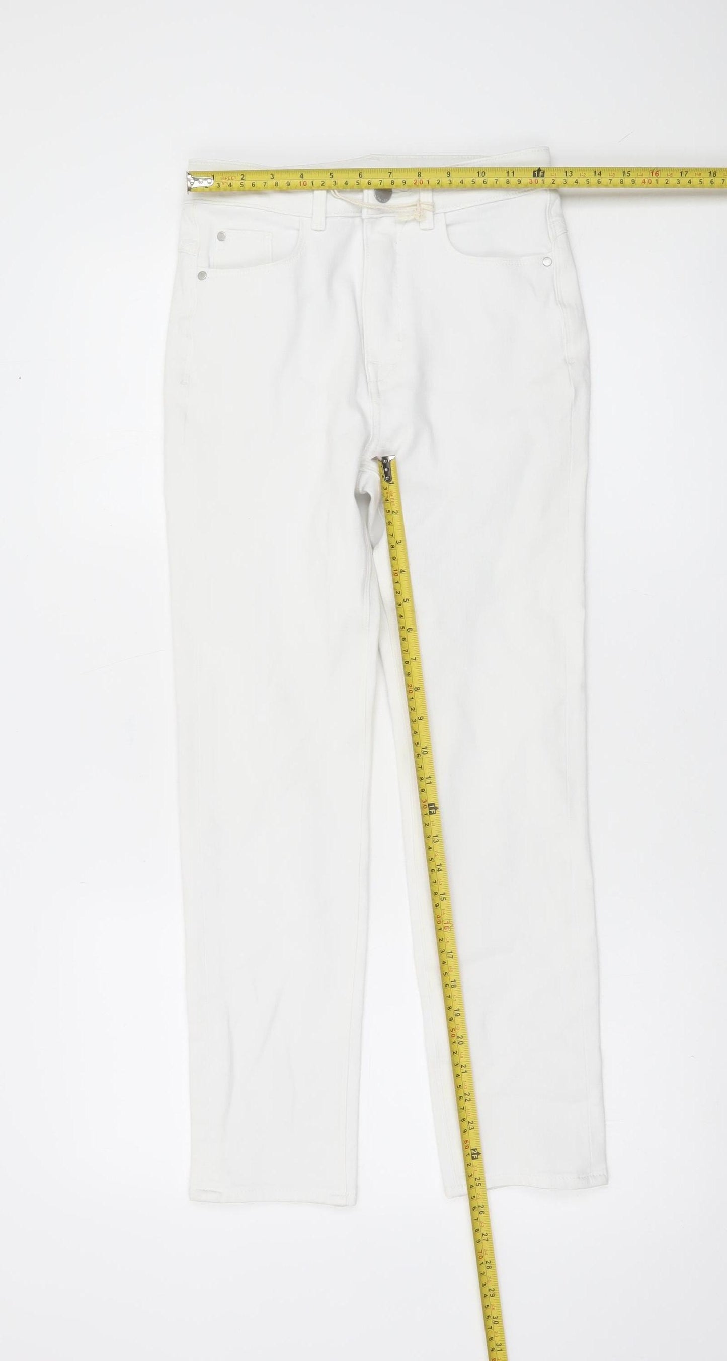 Marks and Spencer Womens White Slim Straight Jeans Size 8 Short