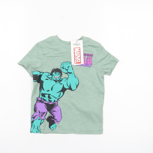 Marks and Spencer Boys Green Hulk Marvel T-Shirt 2-3 Years