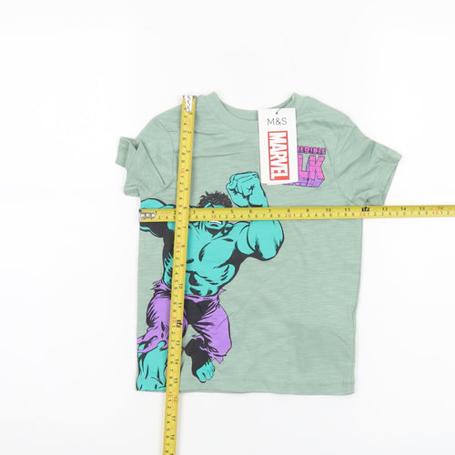 Marks and Spencer Boys Green Hulk Marvel T-Shirt 2-3 Years