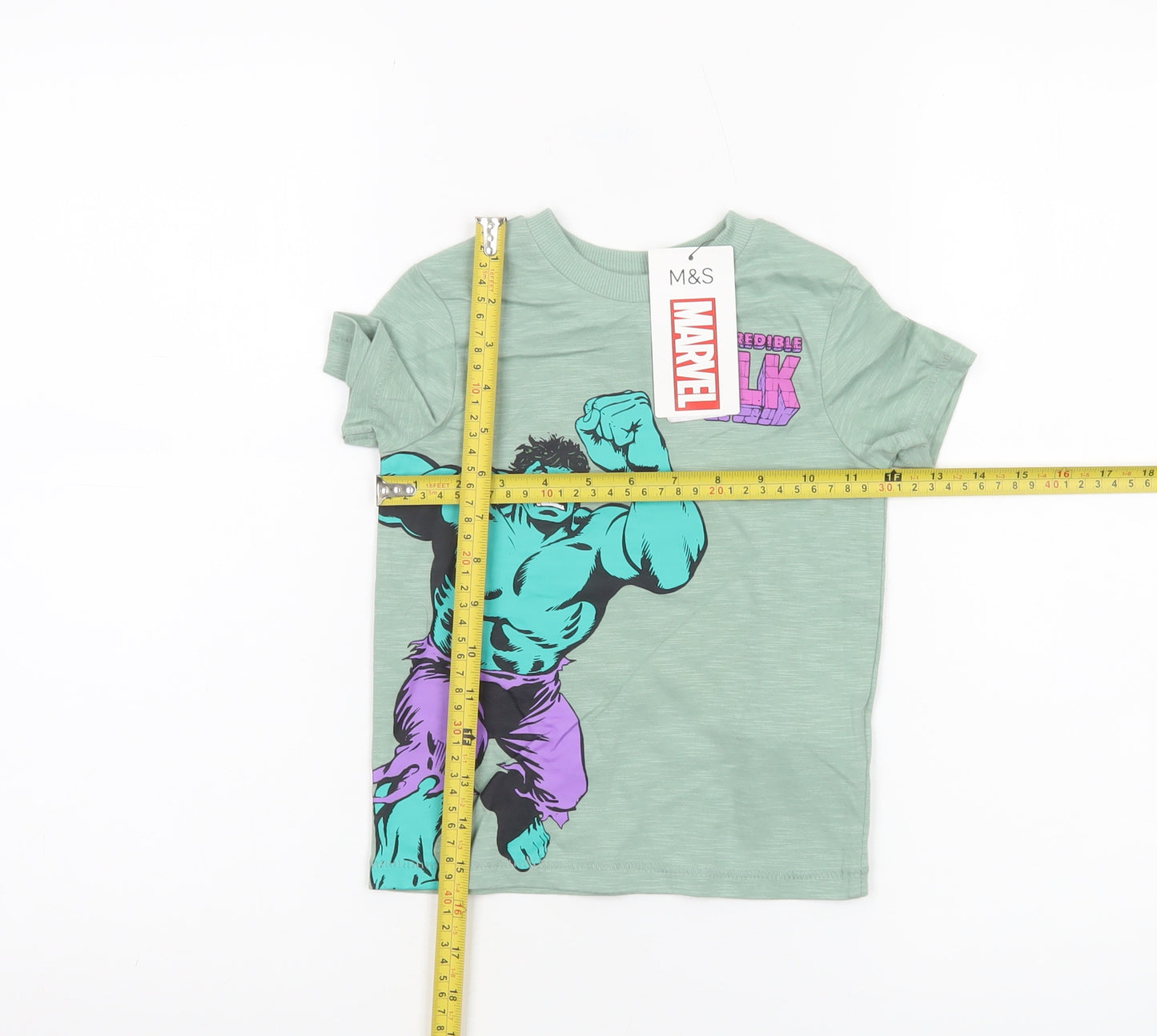 Marks and Spencer Boys Green Hulk Marvel T-Shirt 2-3 Years