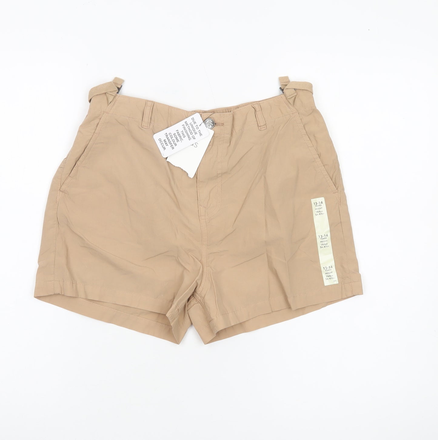 Marks and Spencer Girls Beige Chino Shorts Size 13-14 Years Cotton Casual