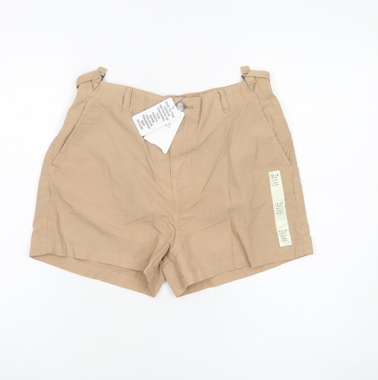 Marks and Spencer Girls Beige Chino Shorts Size 13-14 Years Cotton Casual