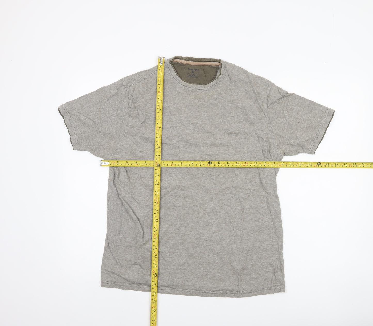 James Pringle Men's Grey Medium Cotton Crew Neck T-Shirt