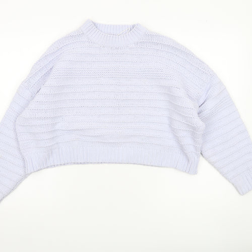 Bershka Women’s White Chunky Knit Crew Neck Pullover Jumper Size S