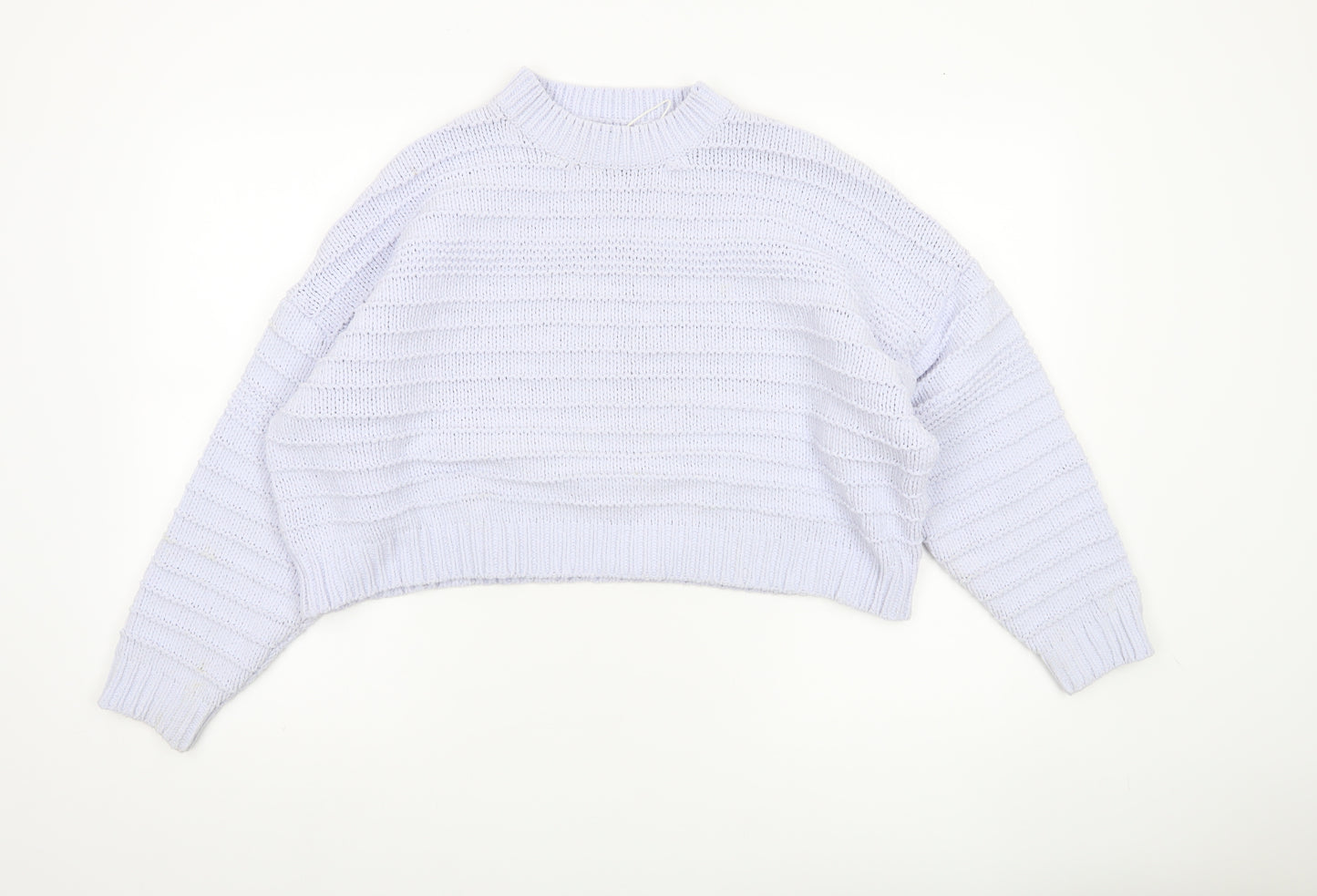 Bershka Women’s White Chunky Knit Crew Neck Pullover Jumper Size S