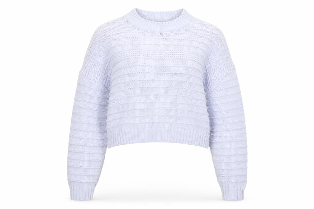 Front view of Bershka Women’s White Chunky Knit Crew Neck jumper, size S