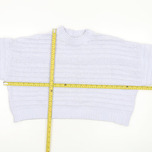 Bershka Women’s White Chunky Knit Crew Neck Pullover Jumper Size S