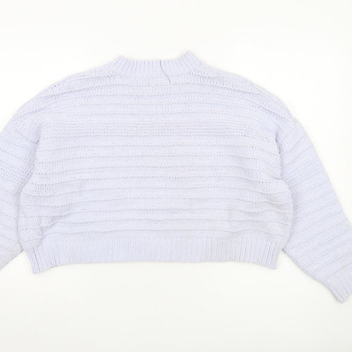Bershka Women’s White Chunky Knit Crew Neck Pullover Jumper Size S