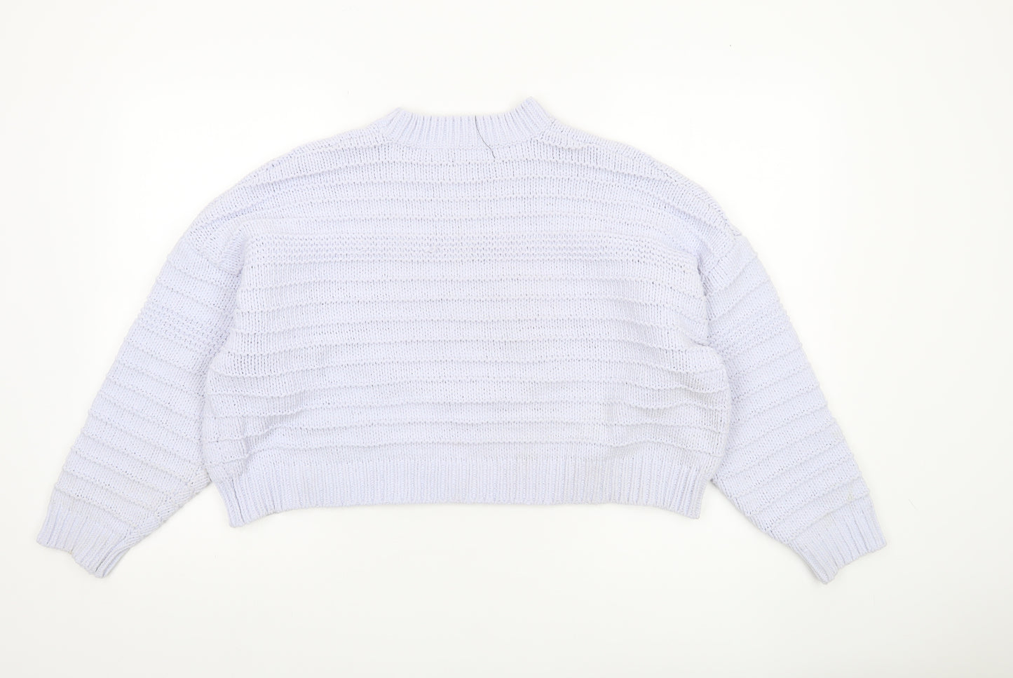 Bershka Women’s White Chunky Knit Crew Neck Pullover Jumper Size S