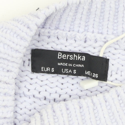 Bershka Women’s White Chunky Knit Crew Neck Pullover Jumper Size S