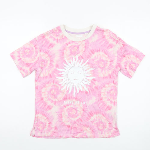Next Girls Pink Tie Dye Sun Shine Bright T-Shirt 9 Years Cotton