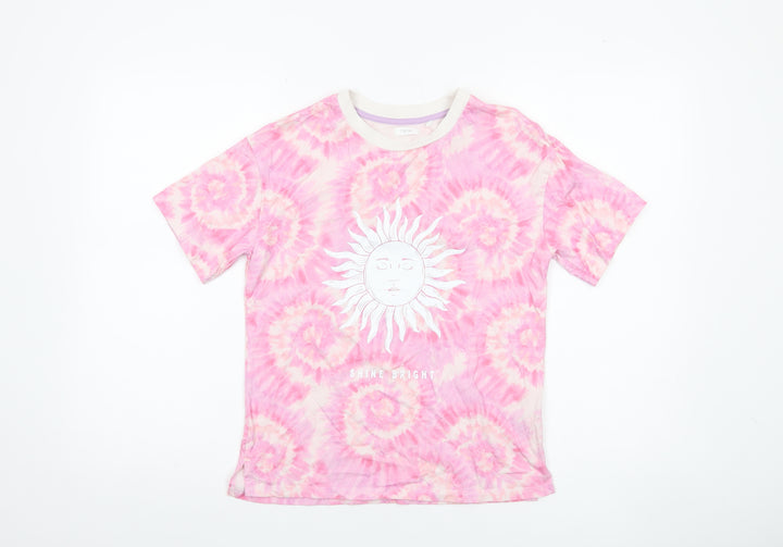 Next Girls Pink Tie Dye Sun Shine Bright T-Shirt 9 Years Cotton