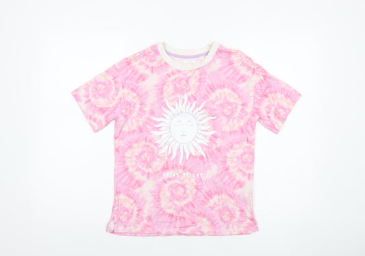 Next Girls Pink Tie Dye Sun Shine Bright T-Shirt 9 Years Cotton
