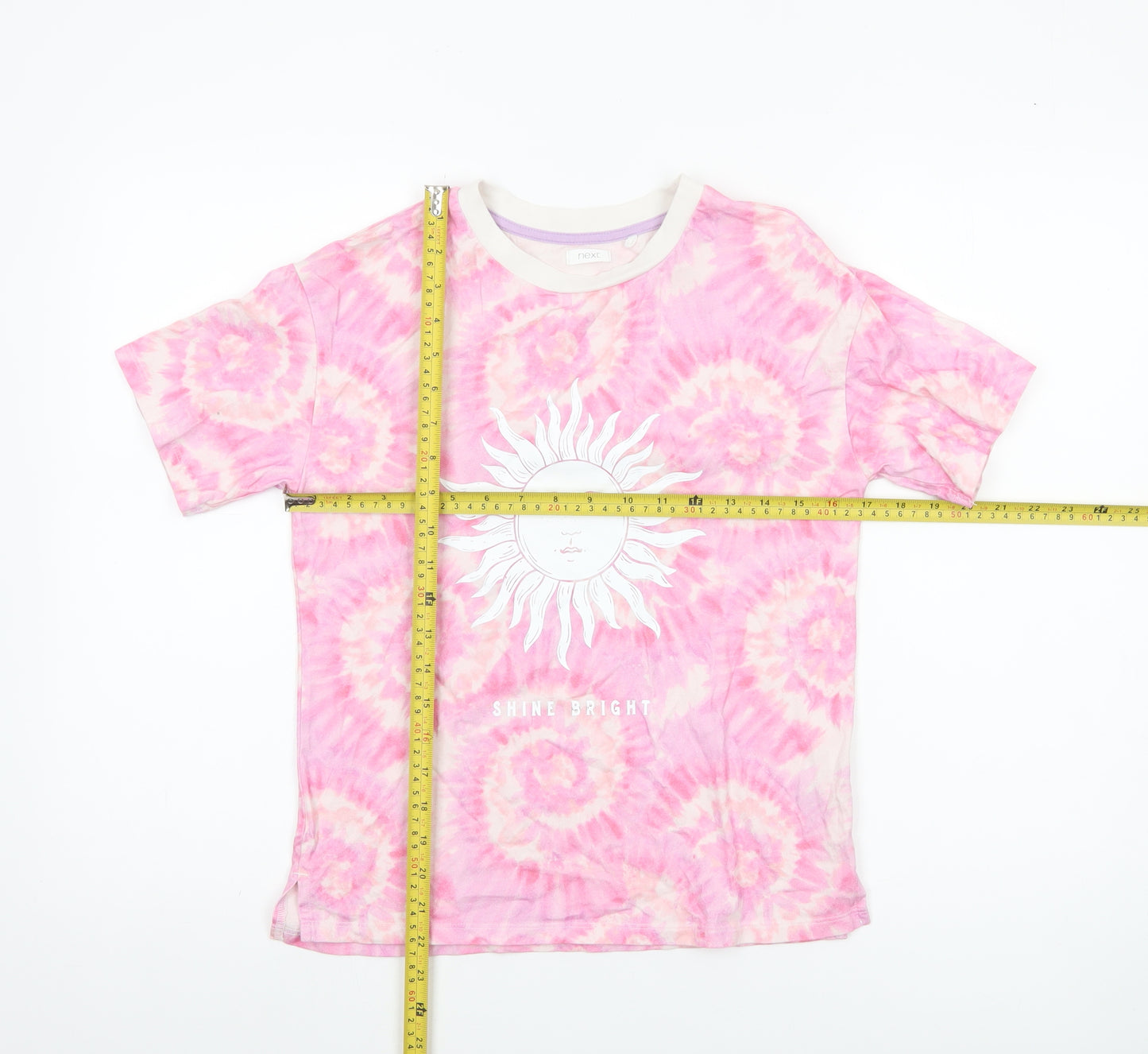 Next Girls Pink Tie Dye Sun Shine Bright T-Shirt 9 Years Cotton