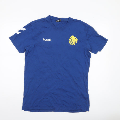 Hummel Men’s Blue Crew Neck Sports T-Shirt Size L Cotton