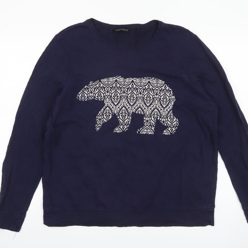 Dorothy Perkins Womens Navy Blue Bear Print Sweatshirt UK 18